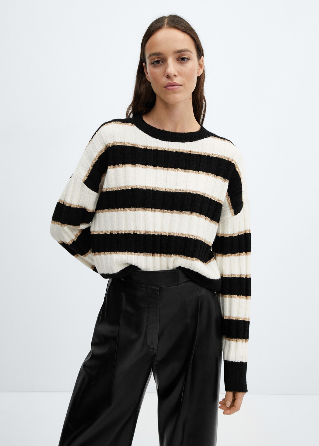 Lurex details striped sweater - Medium plane