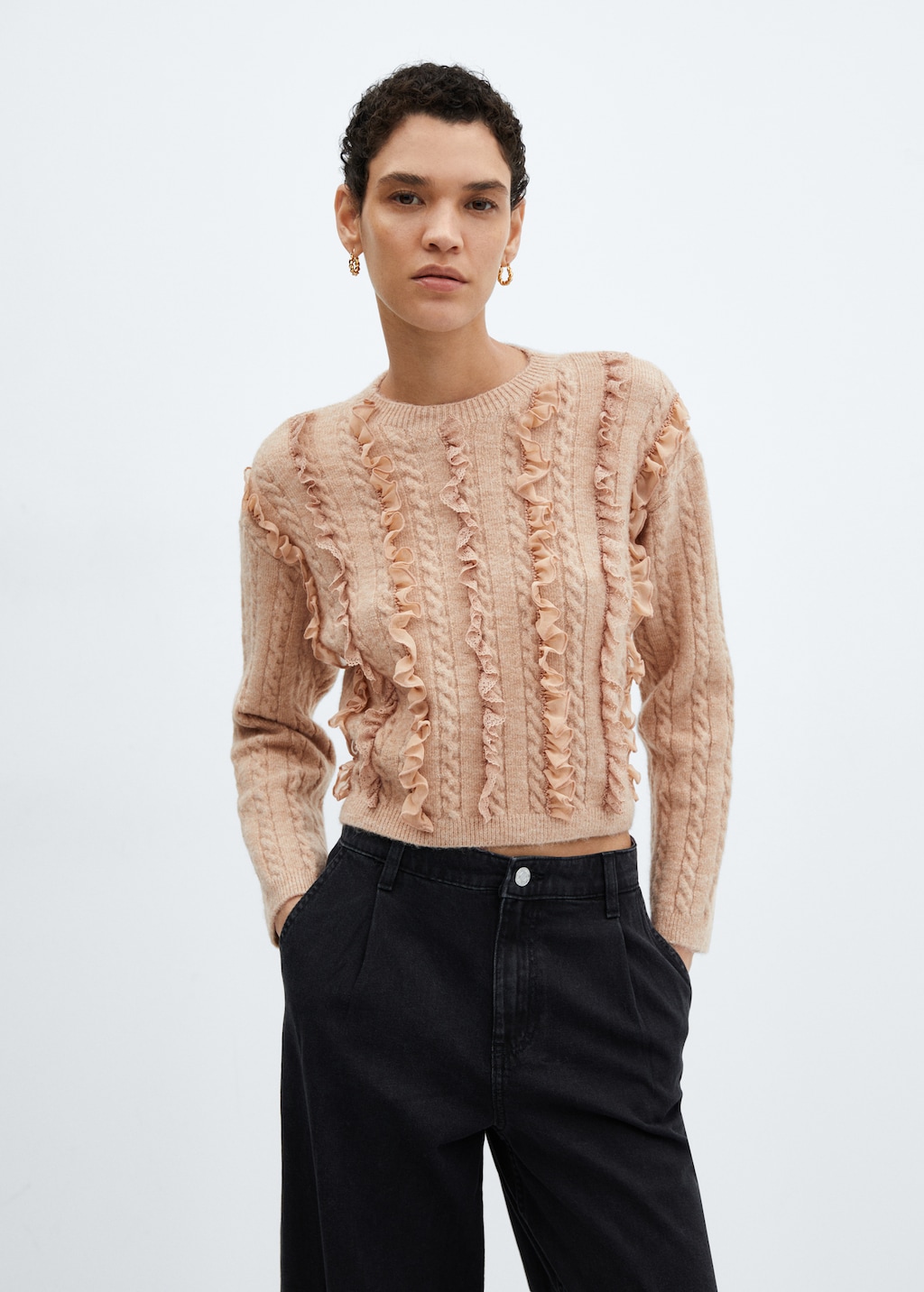 Ruffled crop sweater - Medium plane