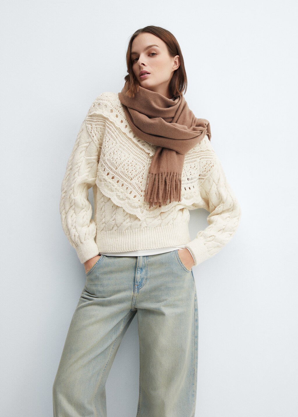 Mango scarf jumper hotsell