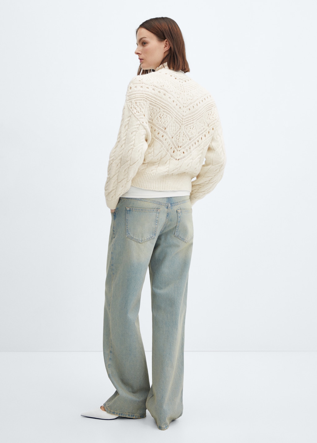 Knitted sweater with openwork details - Reverse of the article