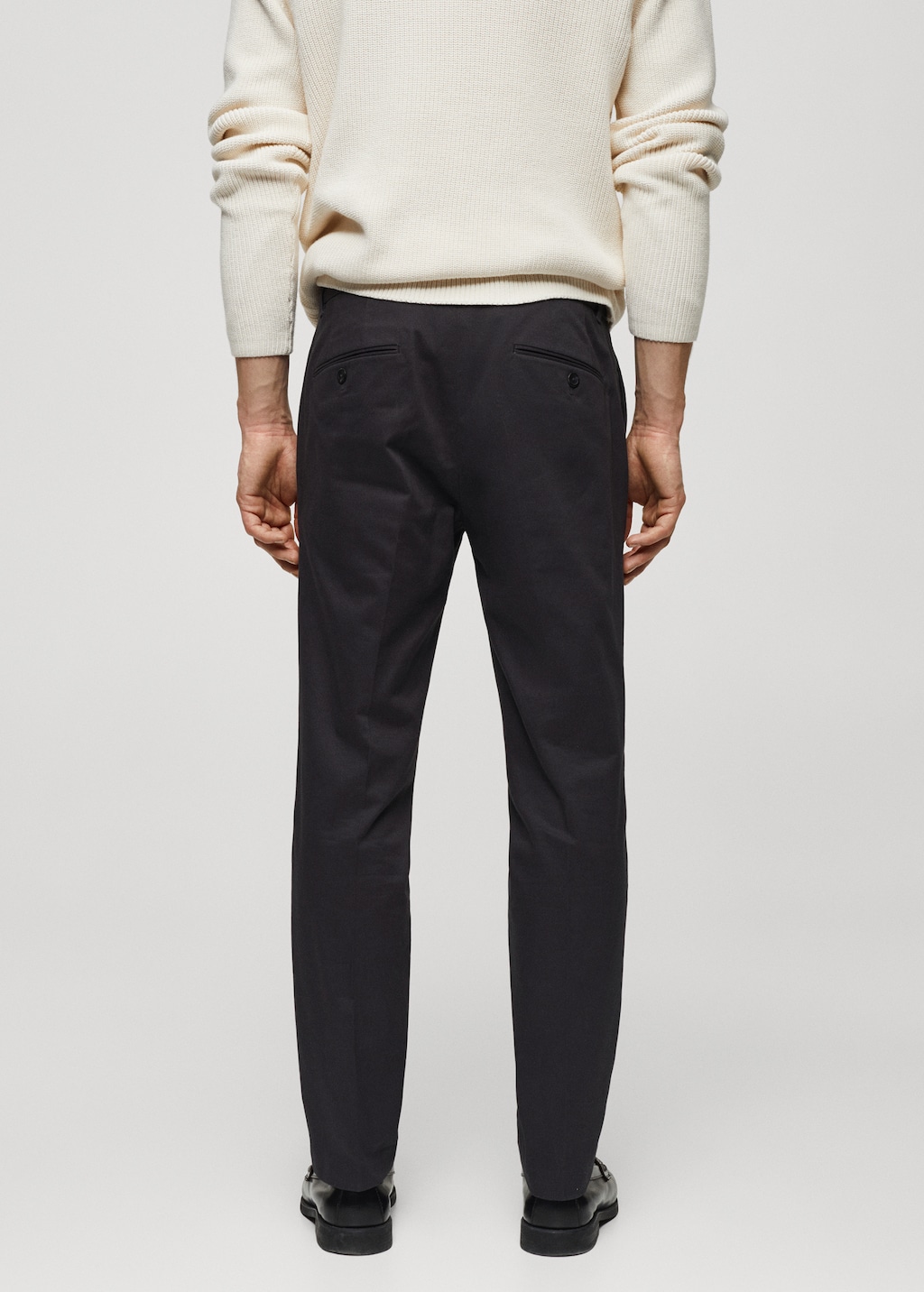 Slim-fit cotton pleated trousers - Reverse of the article