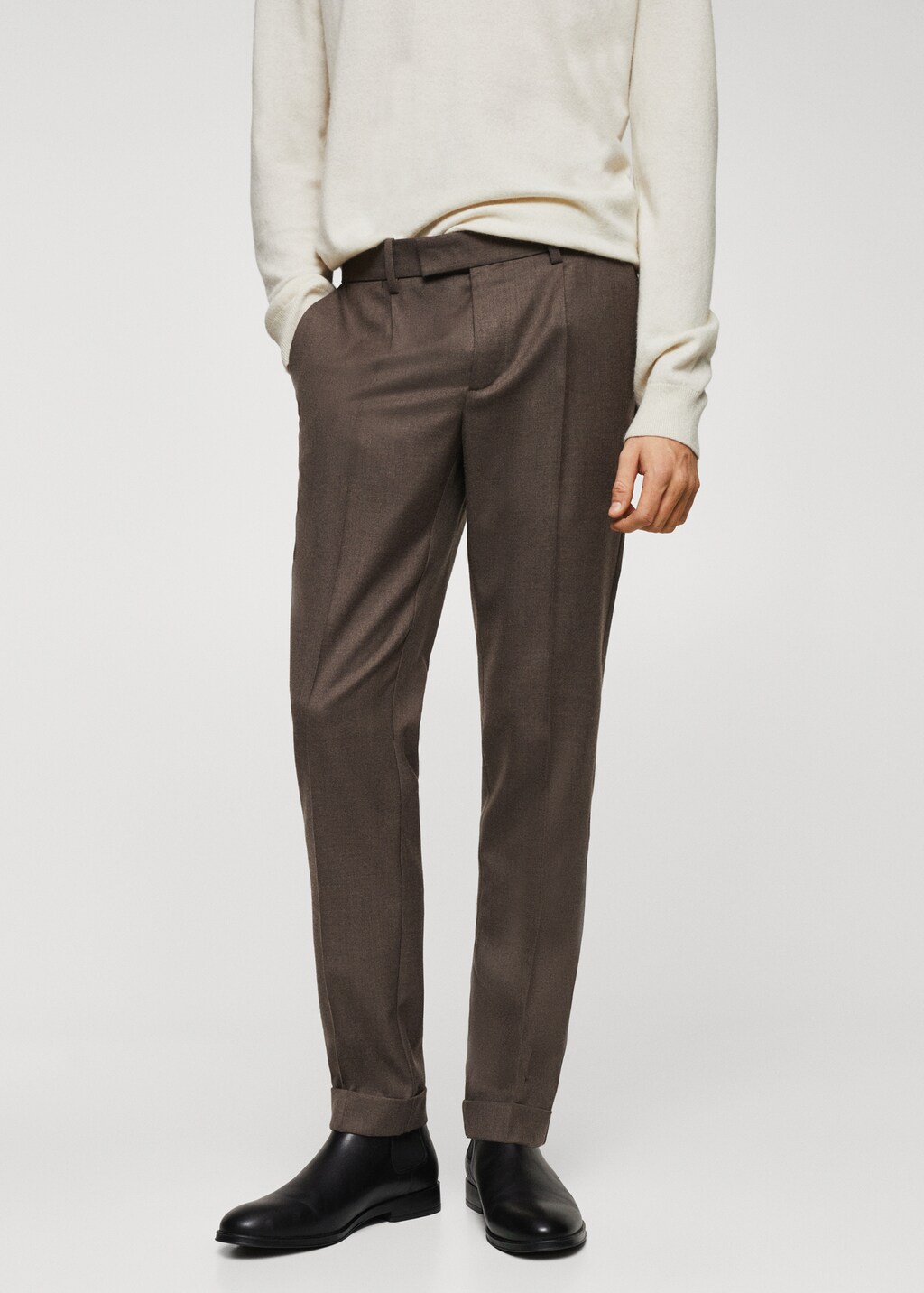 Pleat detail wool trousers - Medium plane