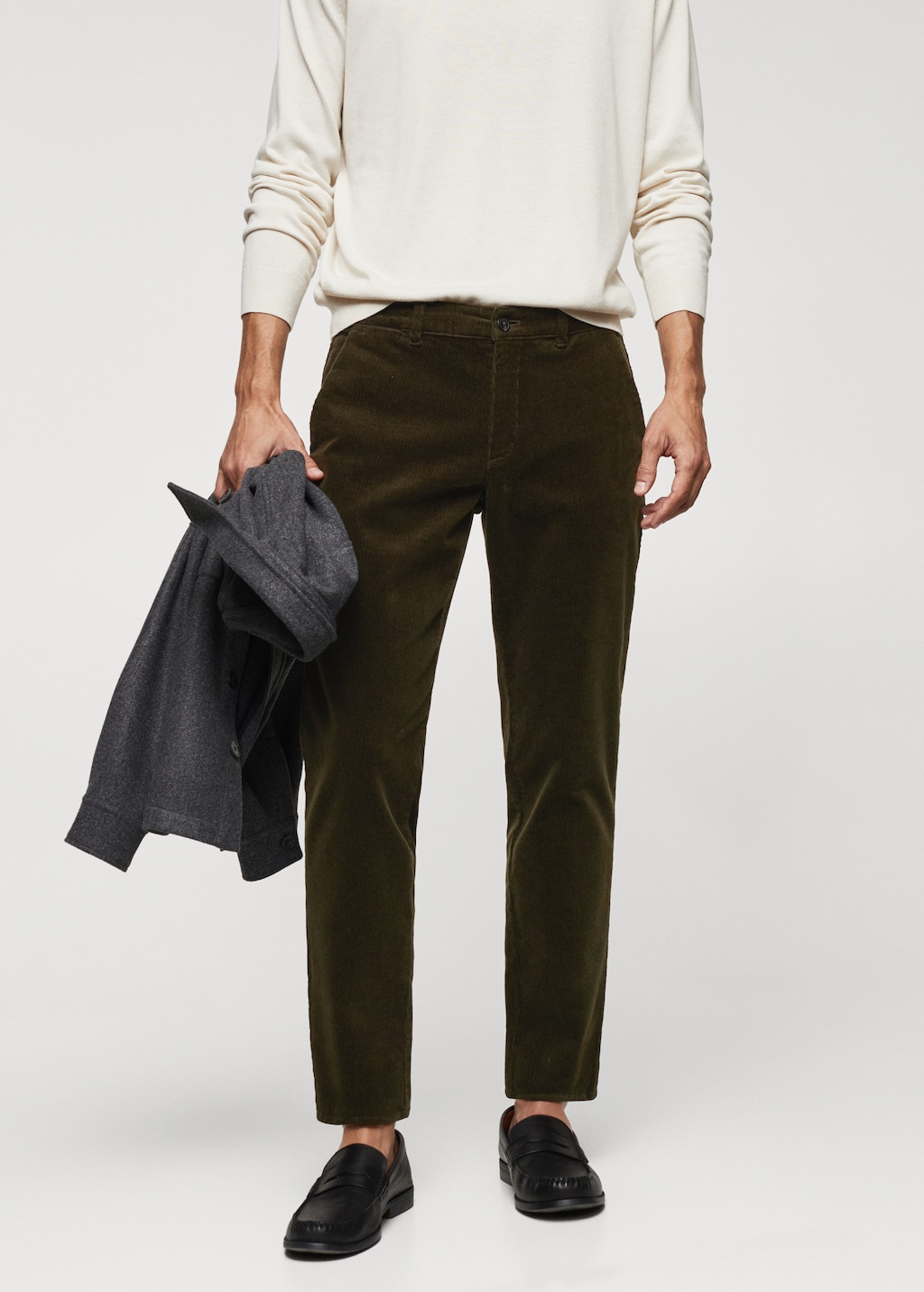 Corduroy slim-fit trousers with drawstring - Medium plane