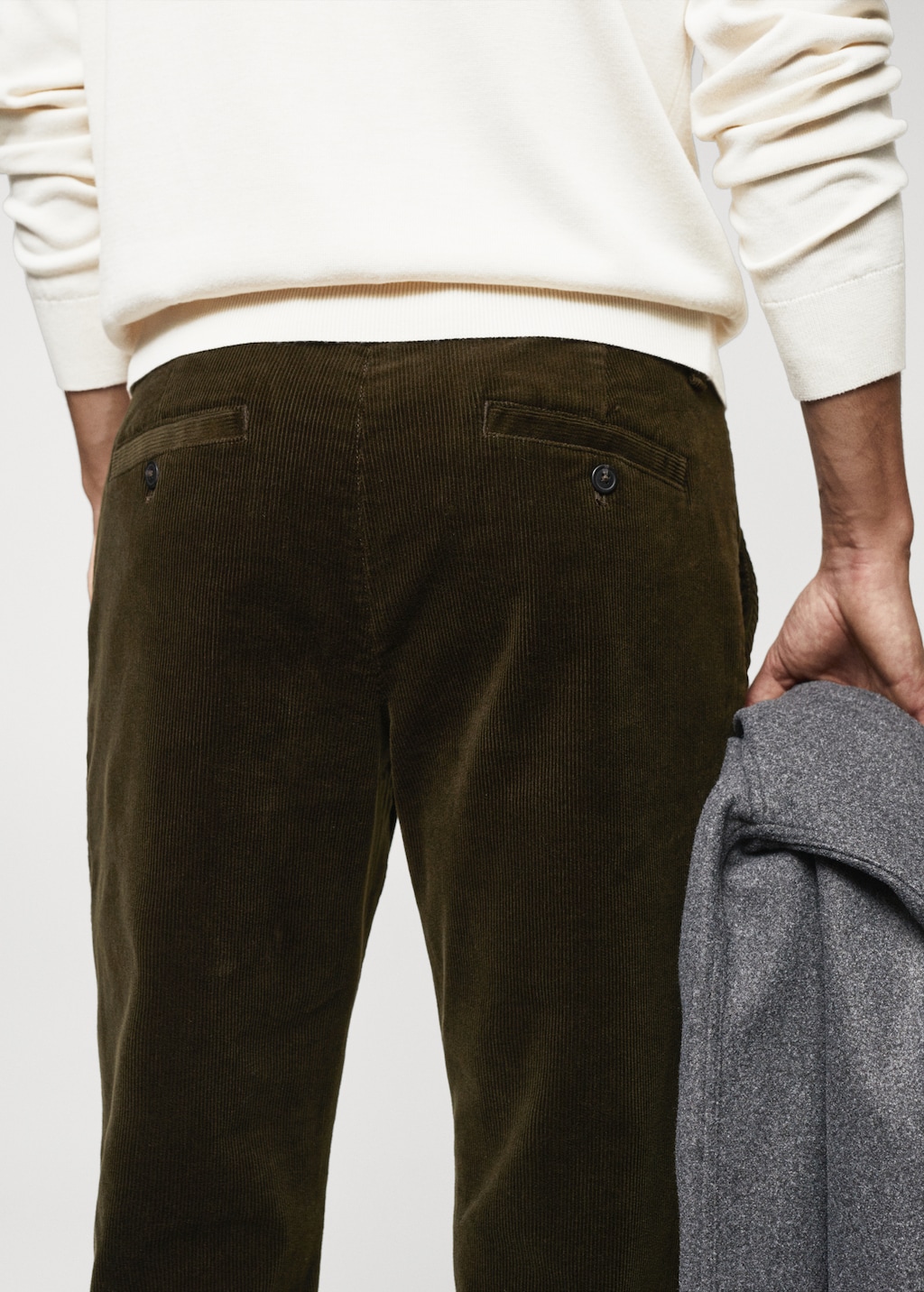 Corduroy slim-fit trousers with drawstring - Details of the article 2