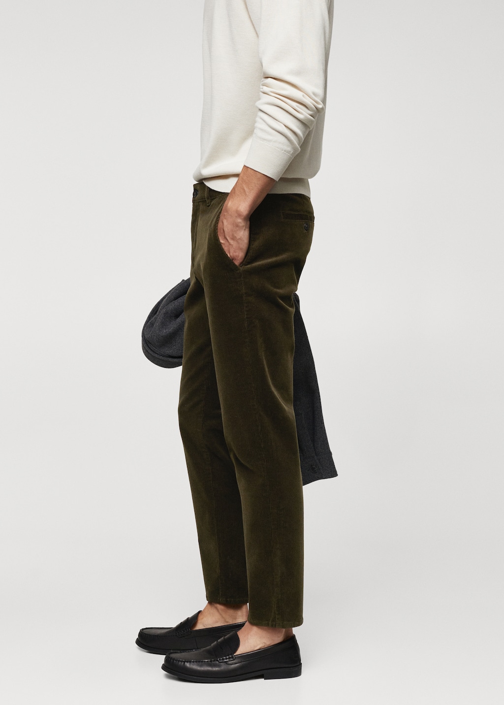 Corduroy slim-fit trousers with drawstring - Details of the article 4