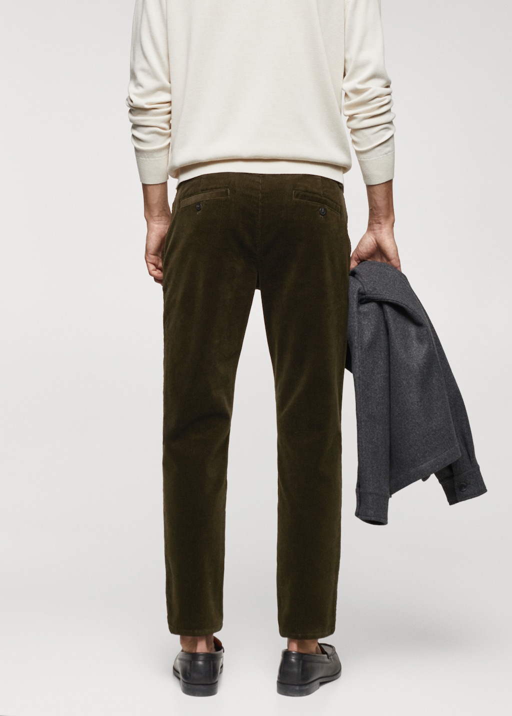 Corduroy slim-fit trousers with drawstring - Reverse of the article