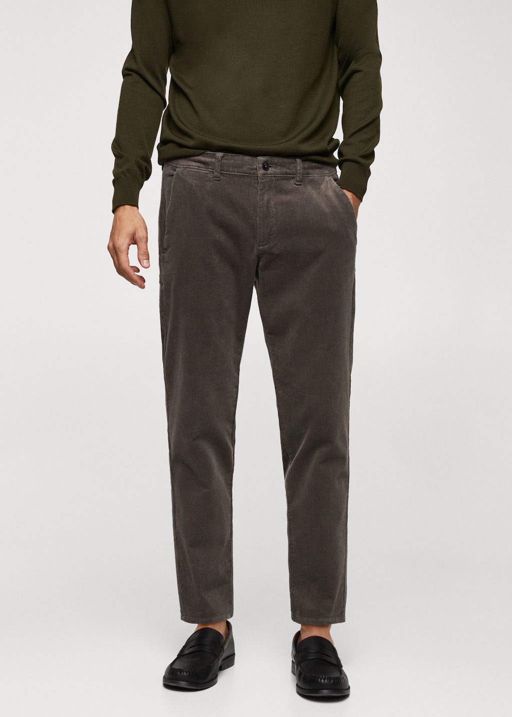 Micro-corduroy slim-fit trousers - Medium plane