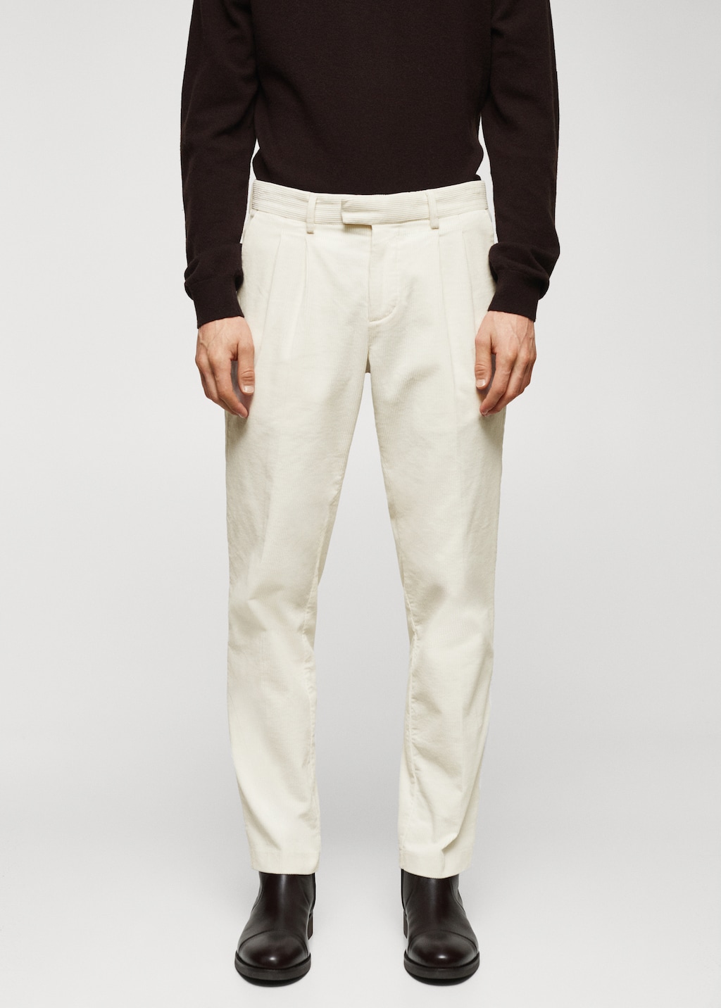 Pleated corduroy trousers - Medium plane