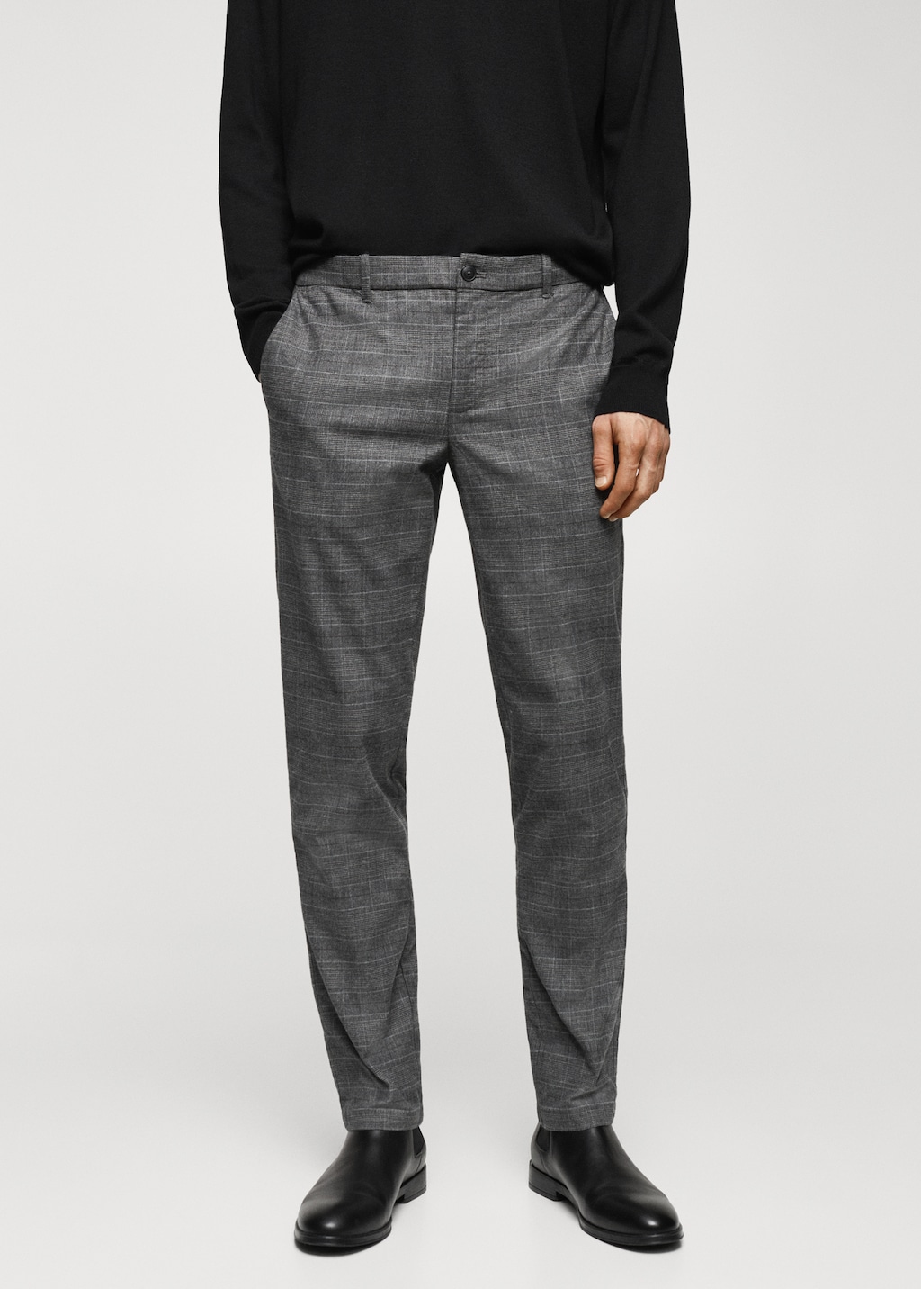 Slim-fit cotton check trousers - Medium plane