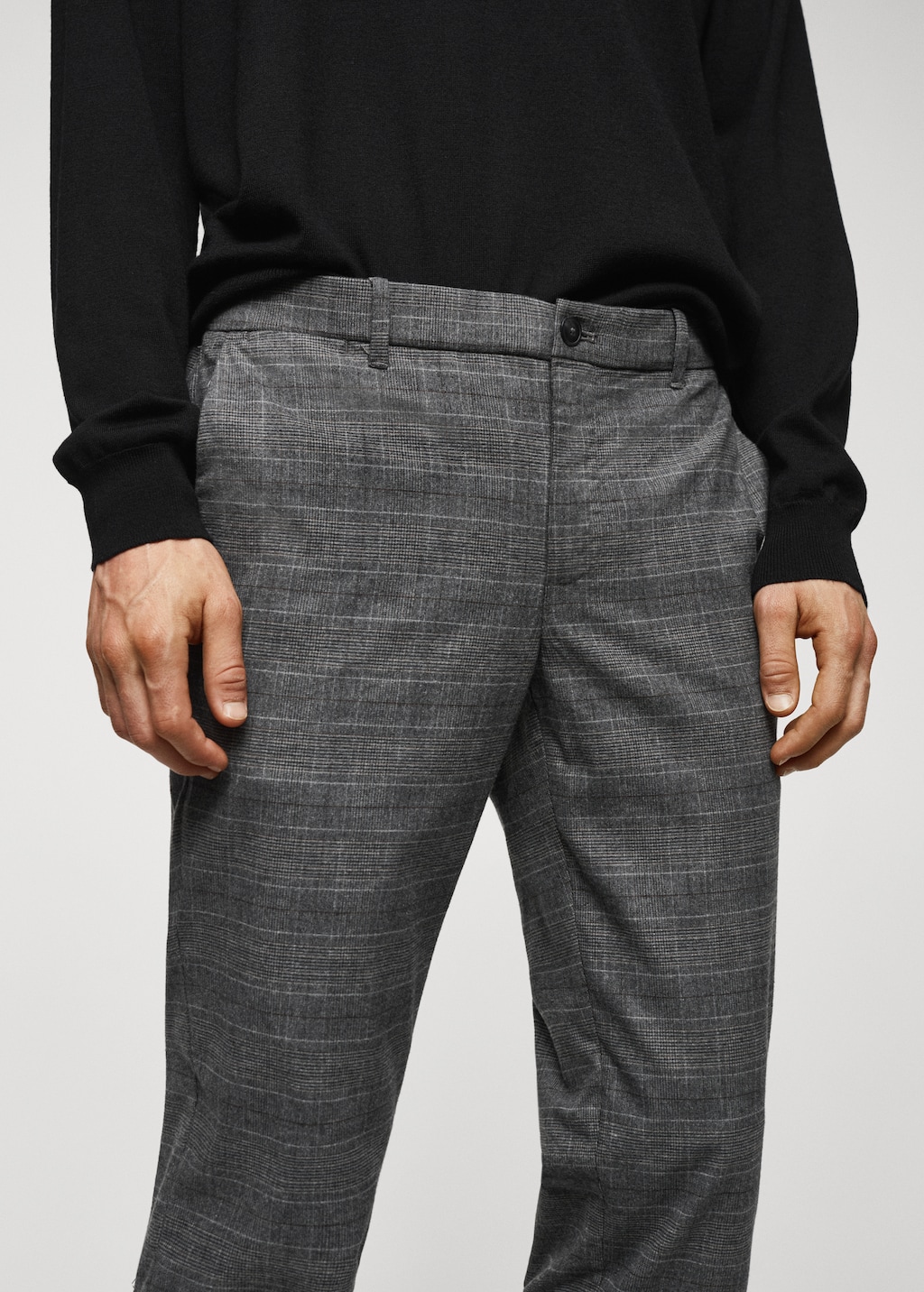 Slim-fit cotton check trousers - Details of the article 1