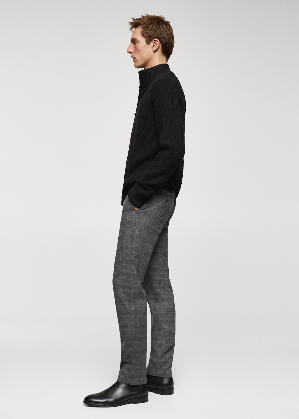 Slim-fit cotton check trousers - Details of the article 2