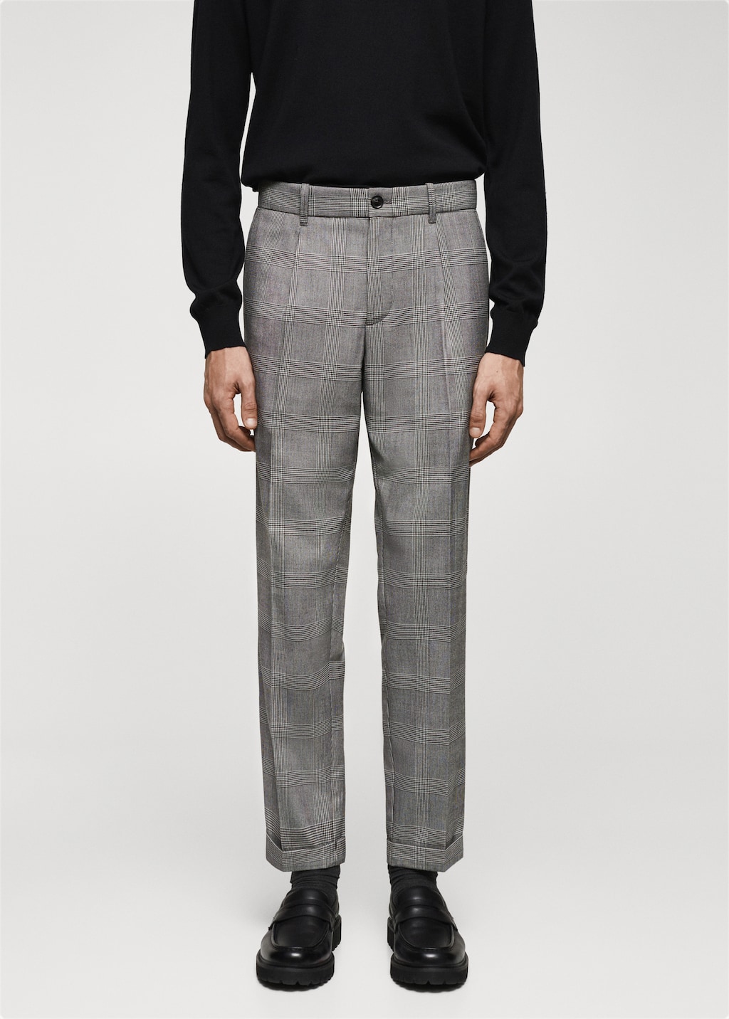 Check pleated trousers - Medium plane