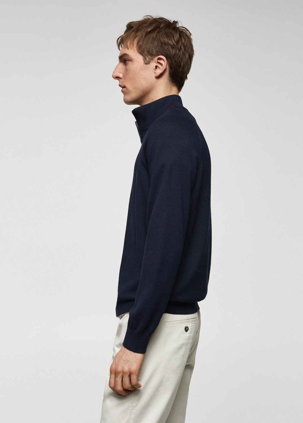 Cotton sweater with neck zip - Details of the article 2