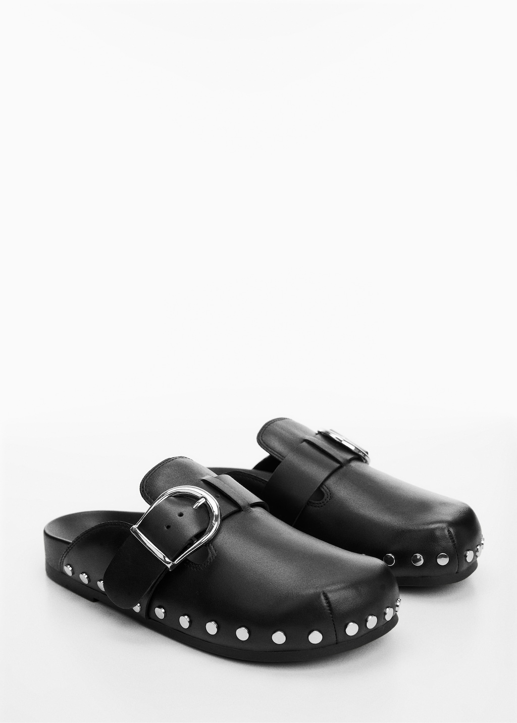 Studded leather clog - Medium plane