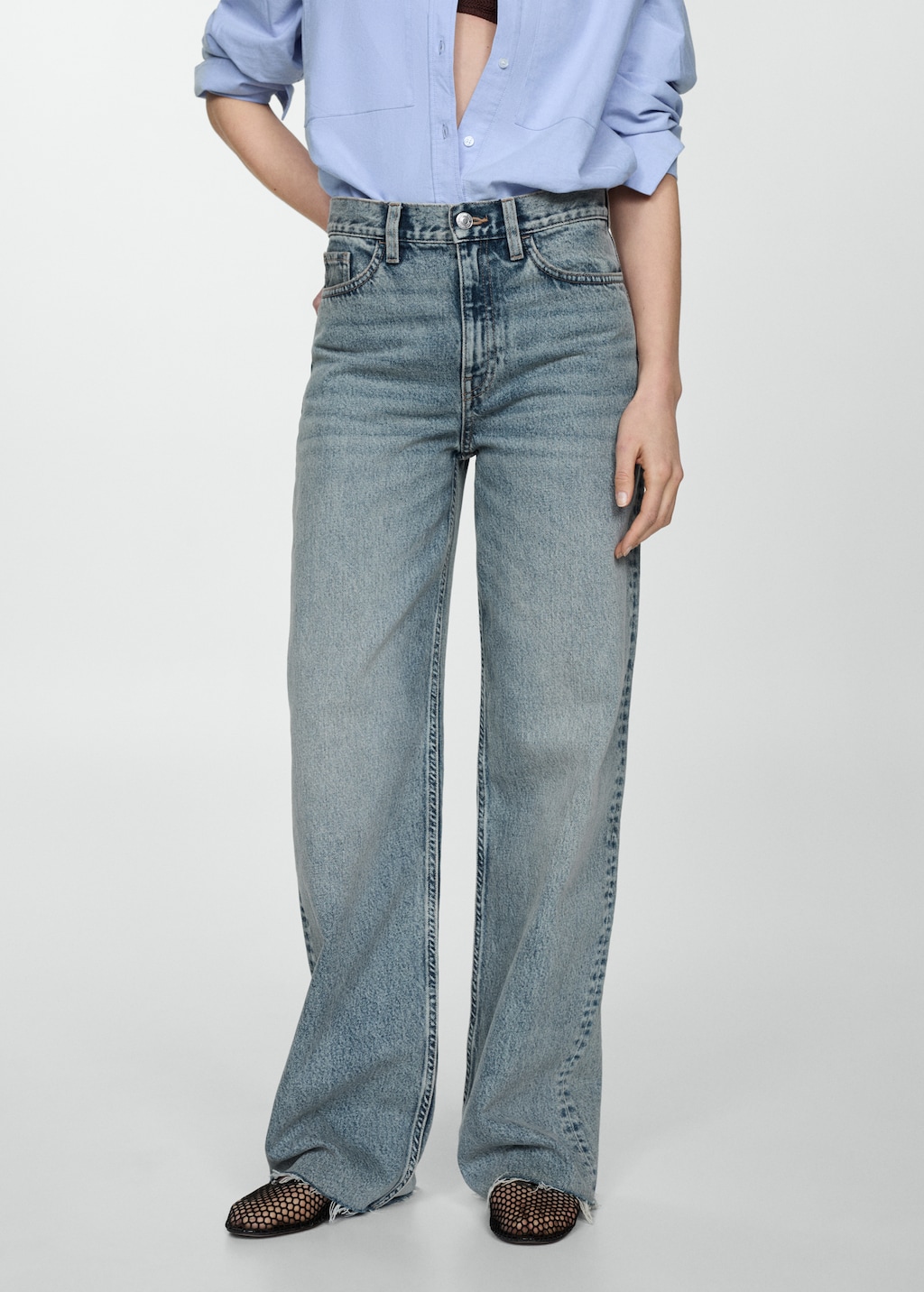 High-waist wideleg jeans - Middenvlak