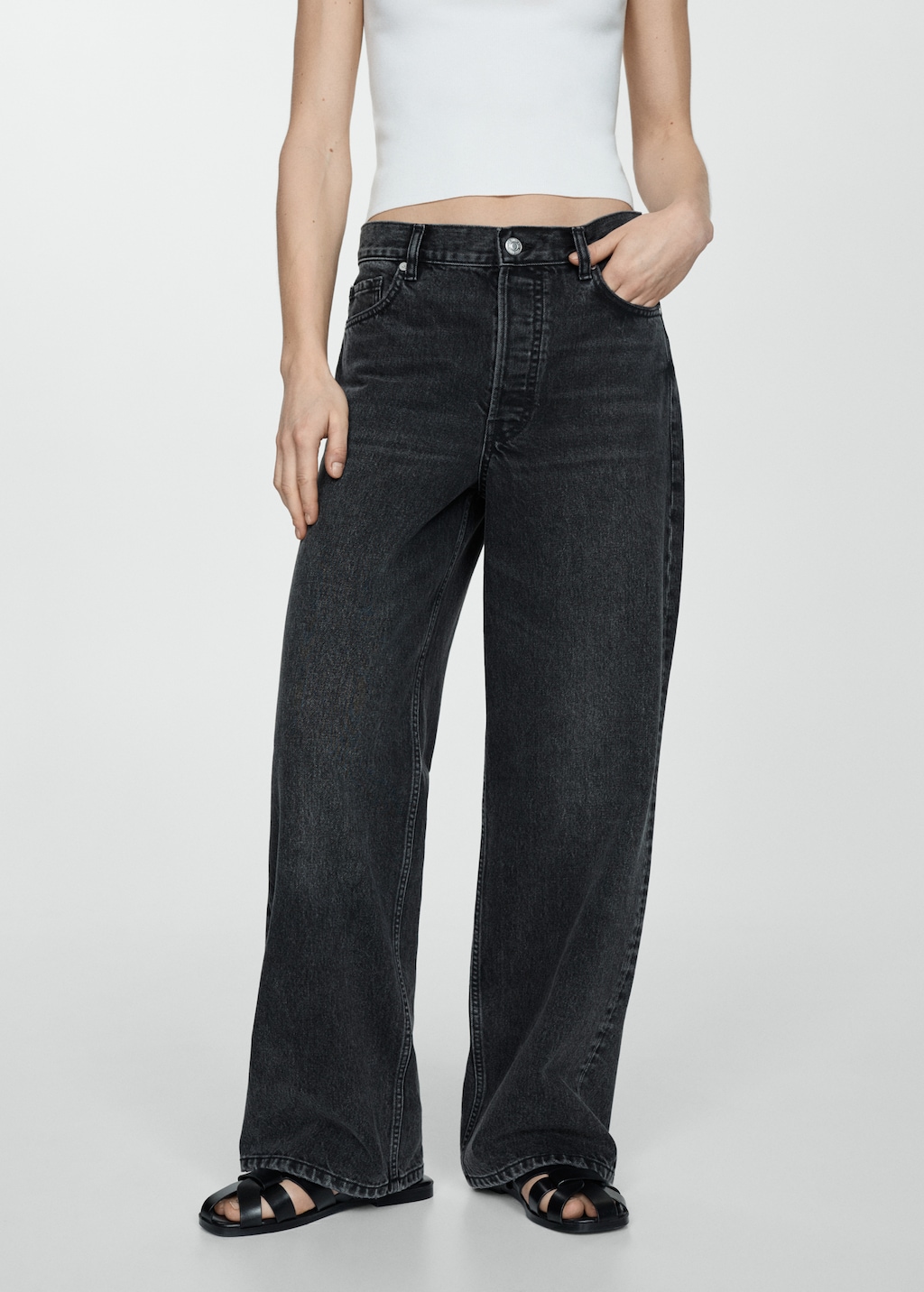 Loose mid-rise wideleg jeans - Medium plane