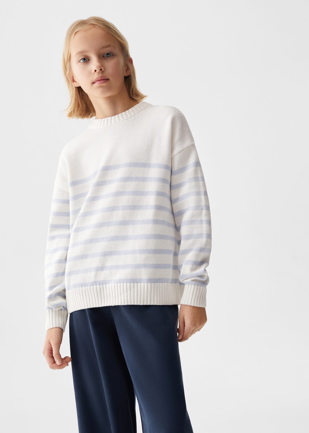 Striped cotton-blend sweater - Medium plane