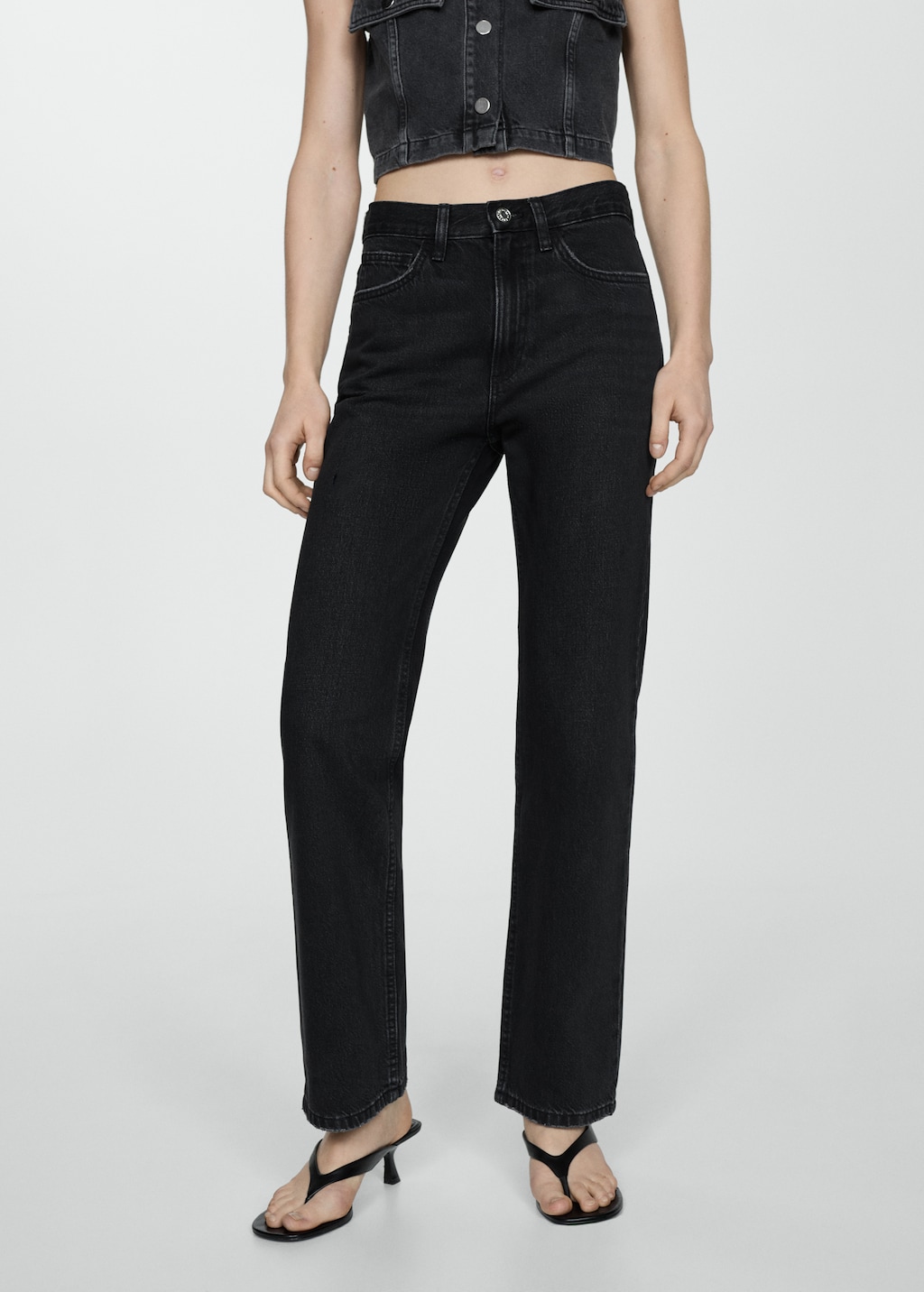 Rechte mid-rise jeans - Middenvlak