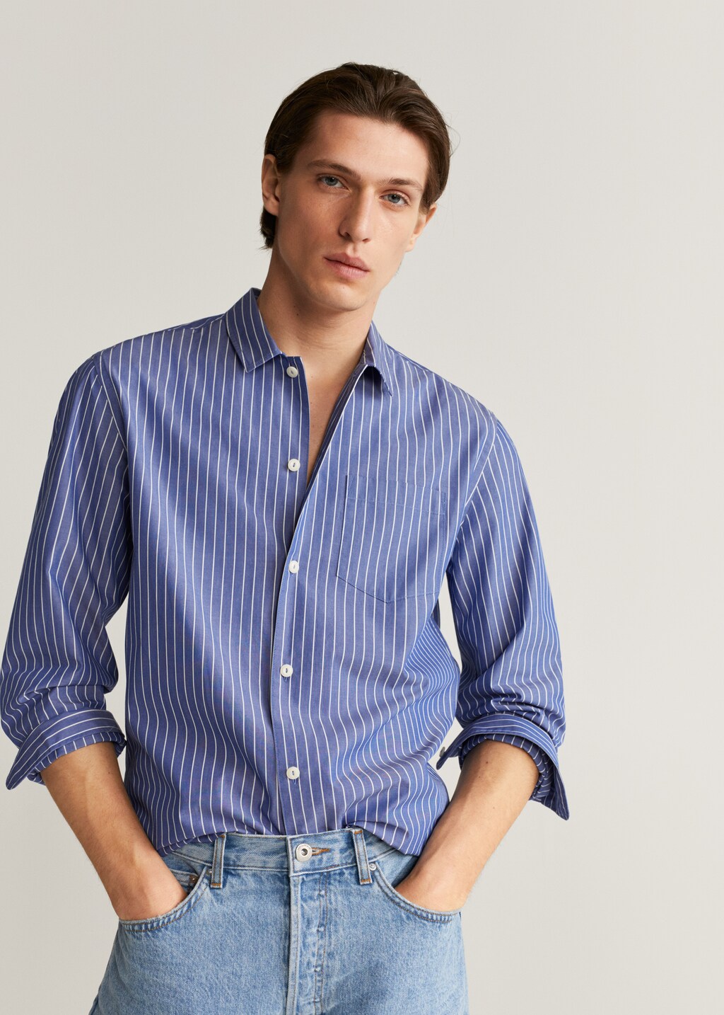 Regular-fit cotton striped shirt - Medium plane