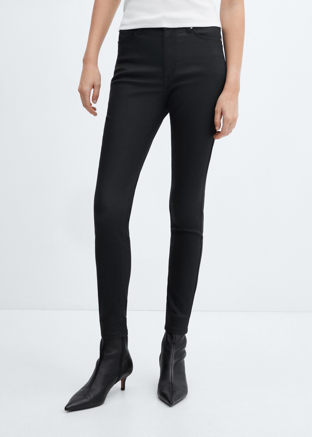 Waxed high-rise skinny jeans - Medium plane