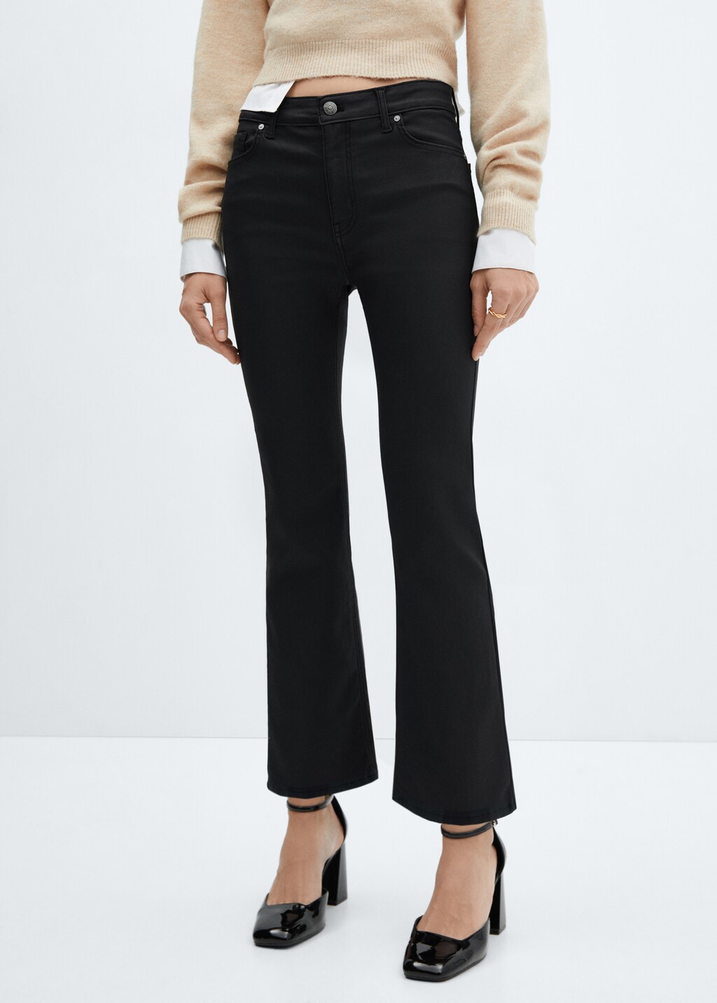 Sienna waxed flared cropped jeans - Medium plane