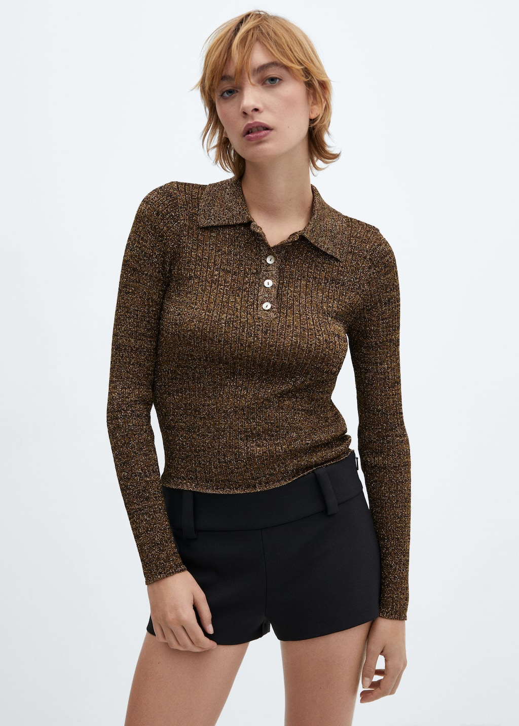 Lurex polo neck sweater - Medium plane