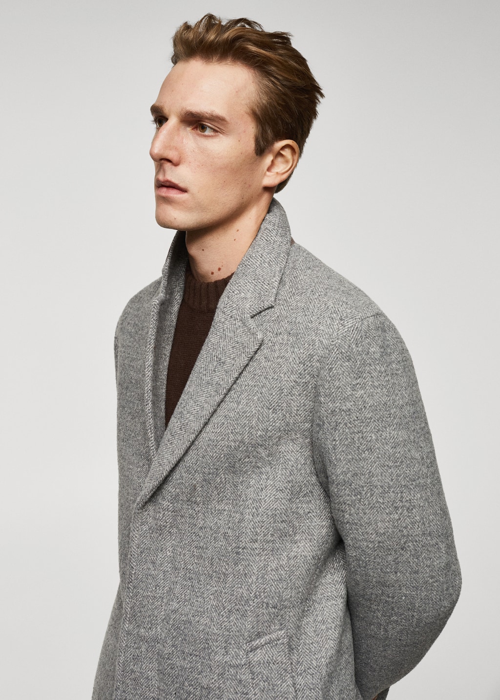 Herringbone pattern wool coat - Details of the article 4