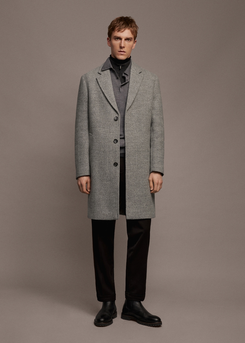 Herringbone pattern wool coat - Details of the article 7