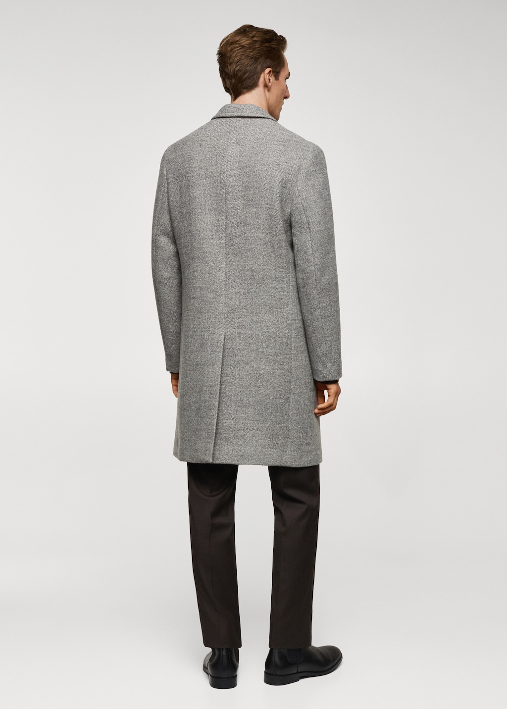 Herringbone pattern wool coat - Reverse of the article