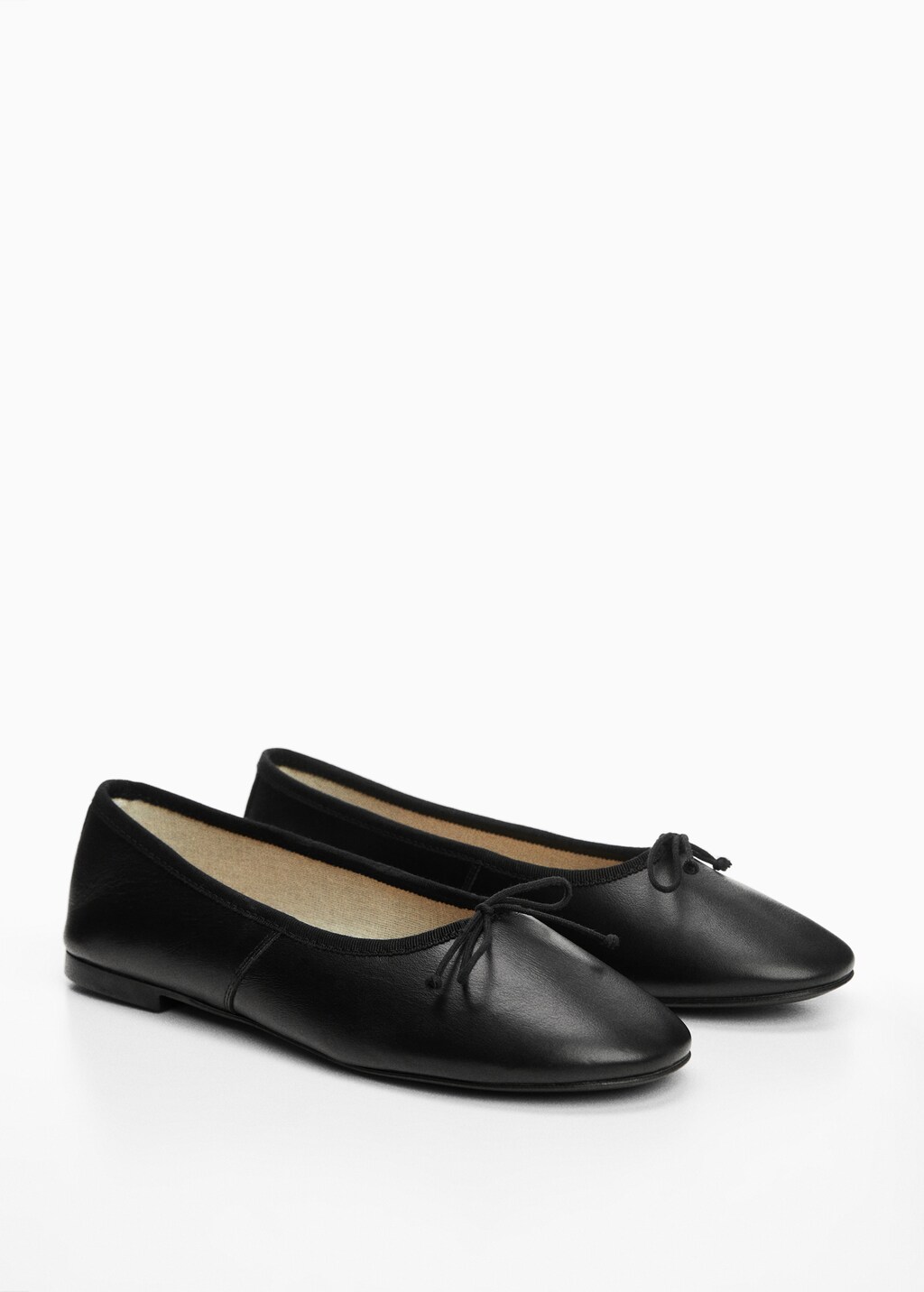 Leather ballet flats with bow - Medium plane