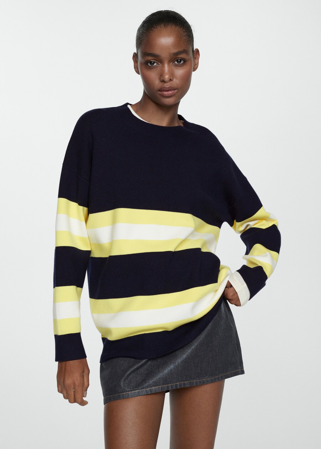 Mango knit striped sweater hotsell