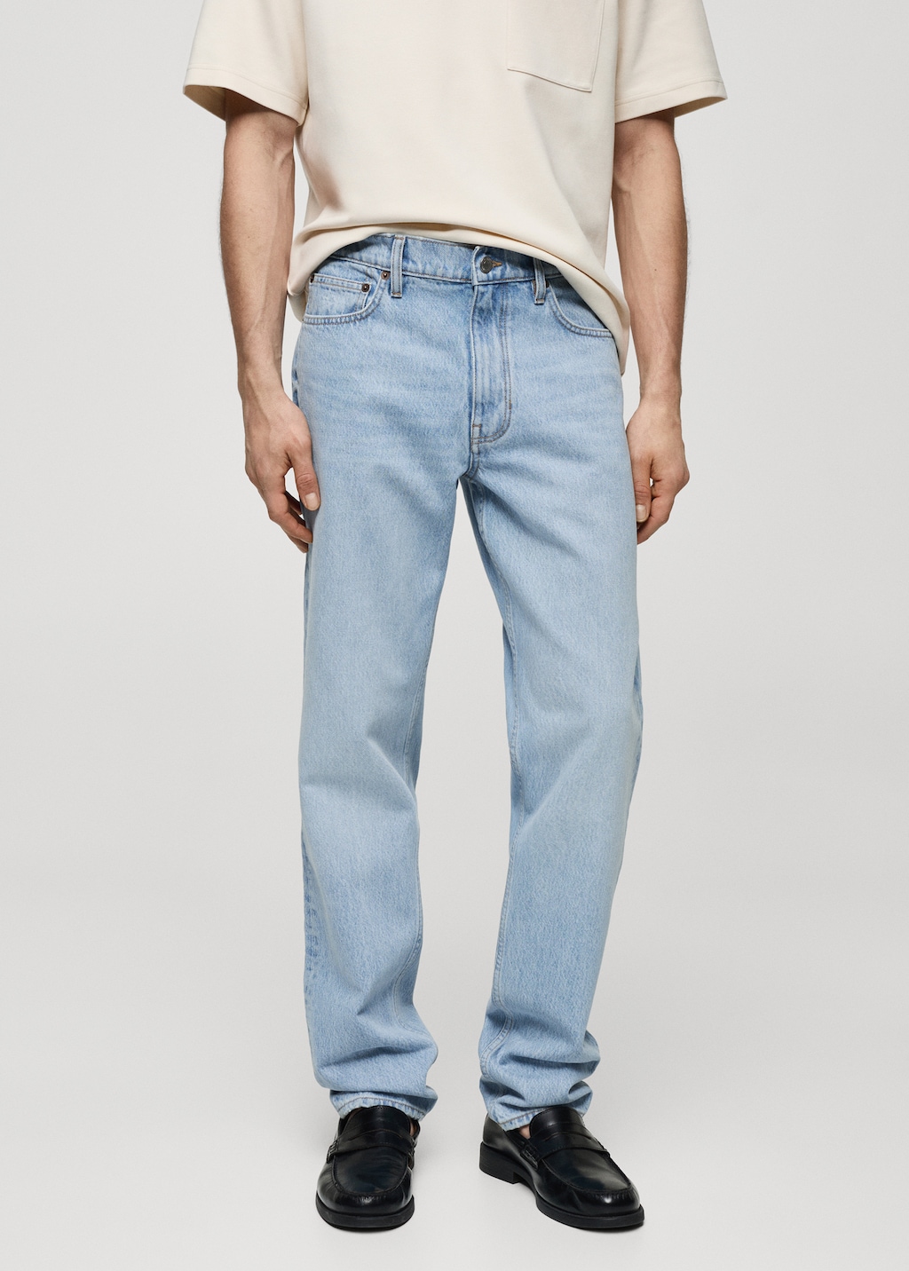 Washed-effect straight-fit jeans - Medium plane