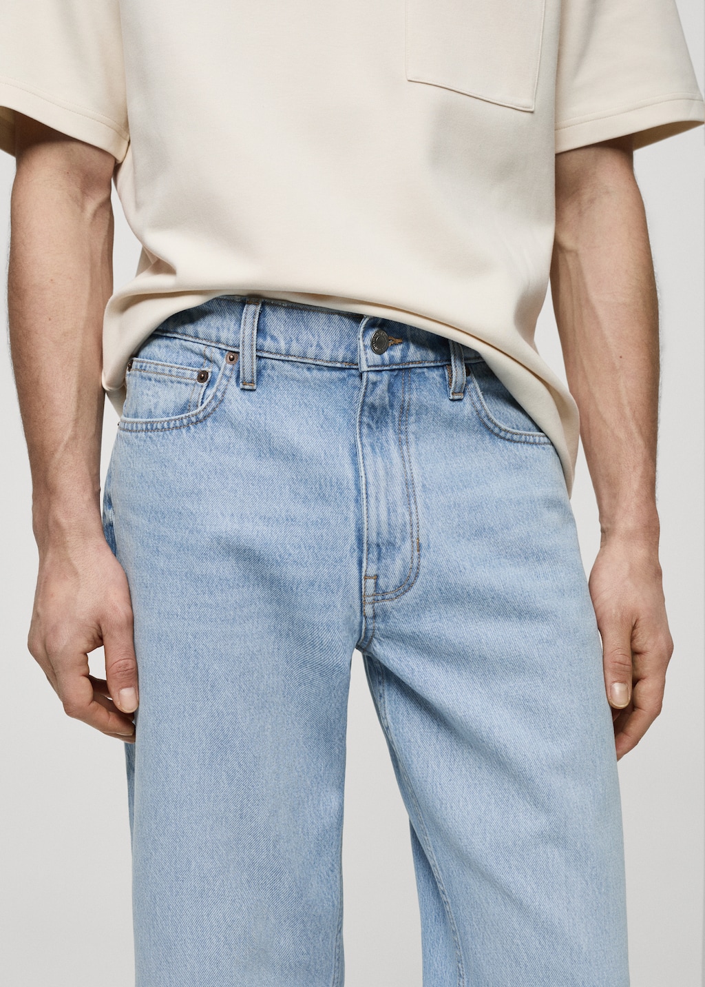 Washed-effect straight-fit jeans - Details of the article 1