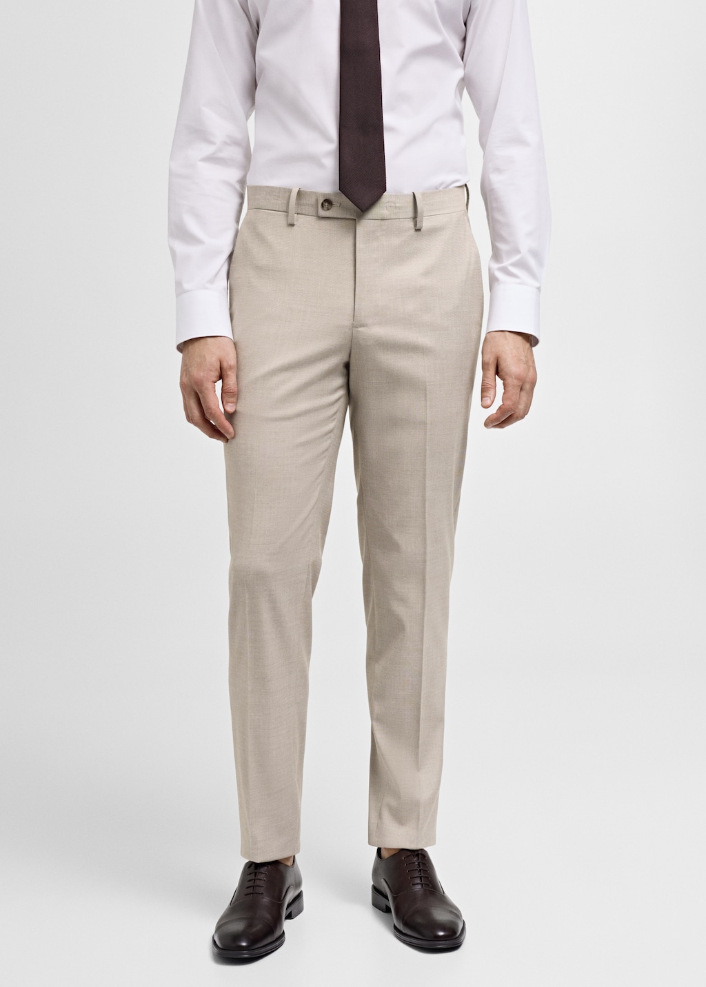 Stretch-fabric slim-fit suit trousers - Medium plane