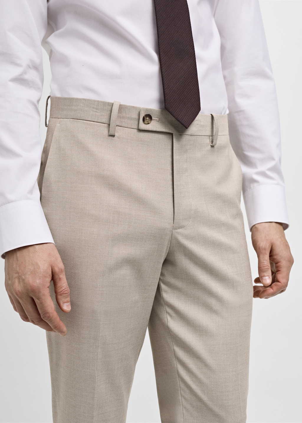 Stretch-fabric slim-fit suit trousers - Details of the article 1