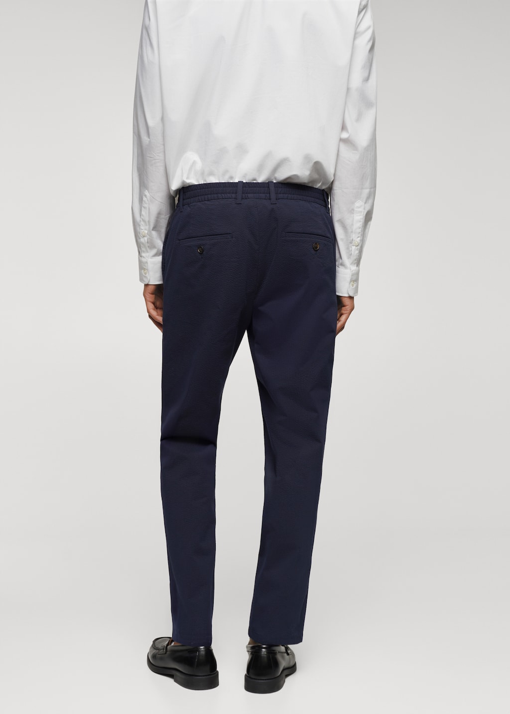 Cotton seersucker trousers with drawstring - Reverse of the article