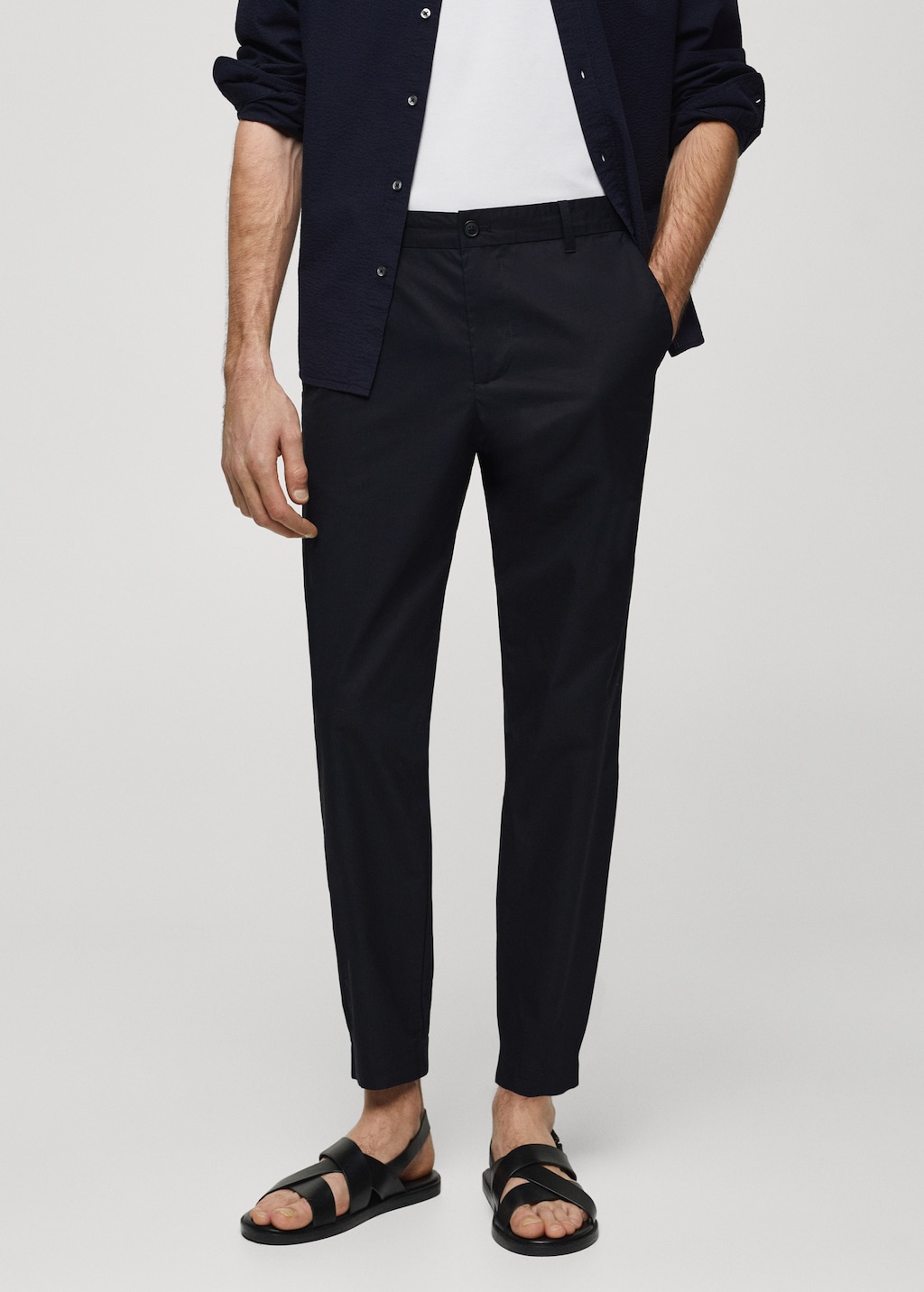 100% slim-fit cotton trousers - Medium plane