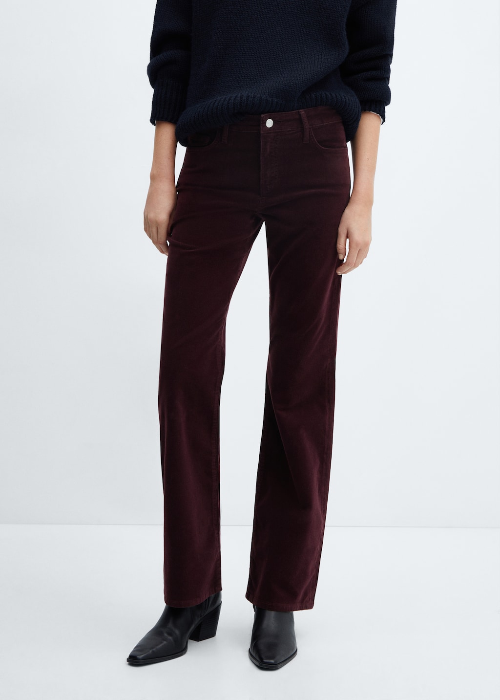 Mid-rise corduroy flared pants - Medium plane