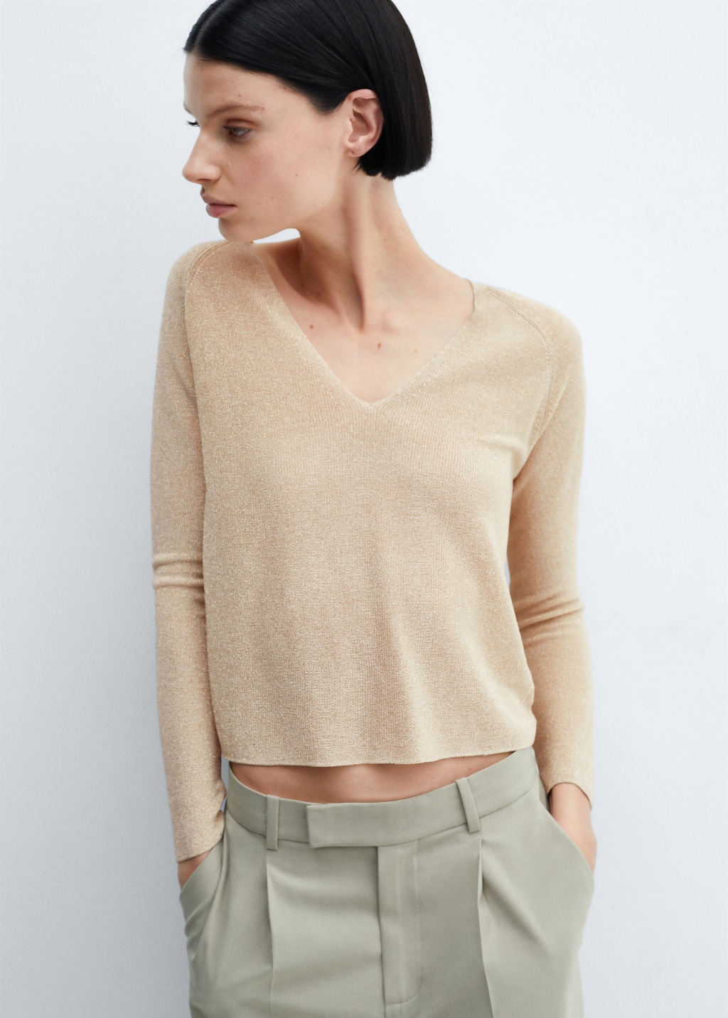 Pull-over Lurex col V - Plan moyen