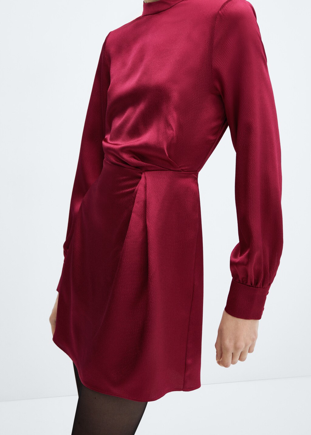 Puffed sleeves satin dress - Details of the article 6