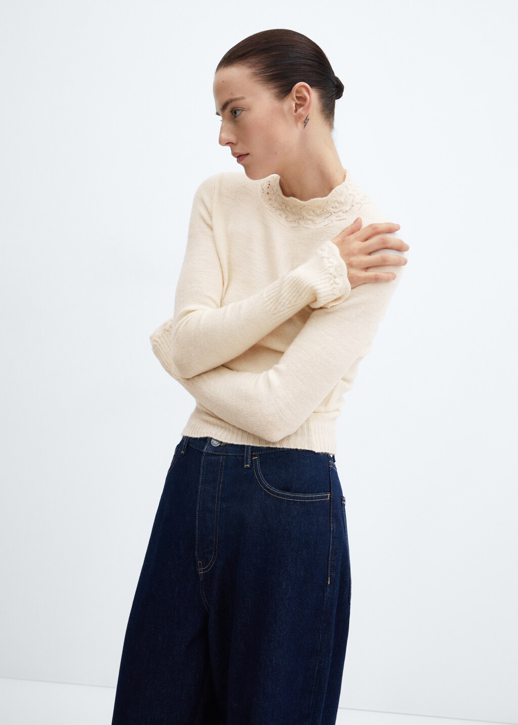 Knitted cropped sweater - Medium plane