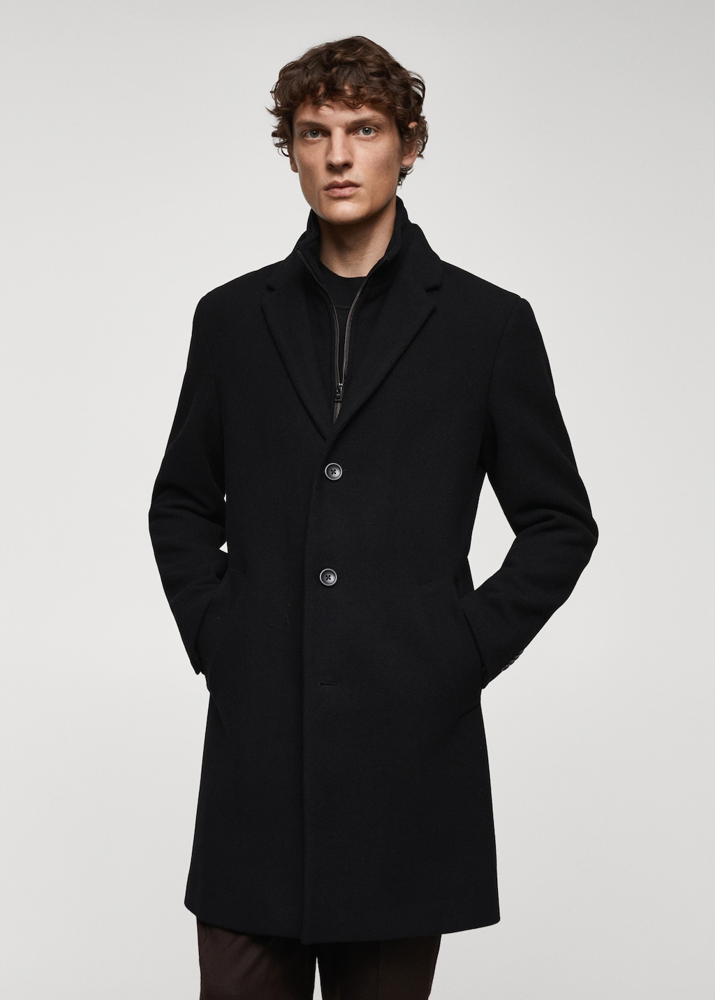 Wool coat with detachable collar - Men | MANGO OUTLET Cyprus (Euros)