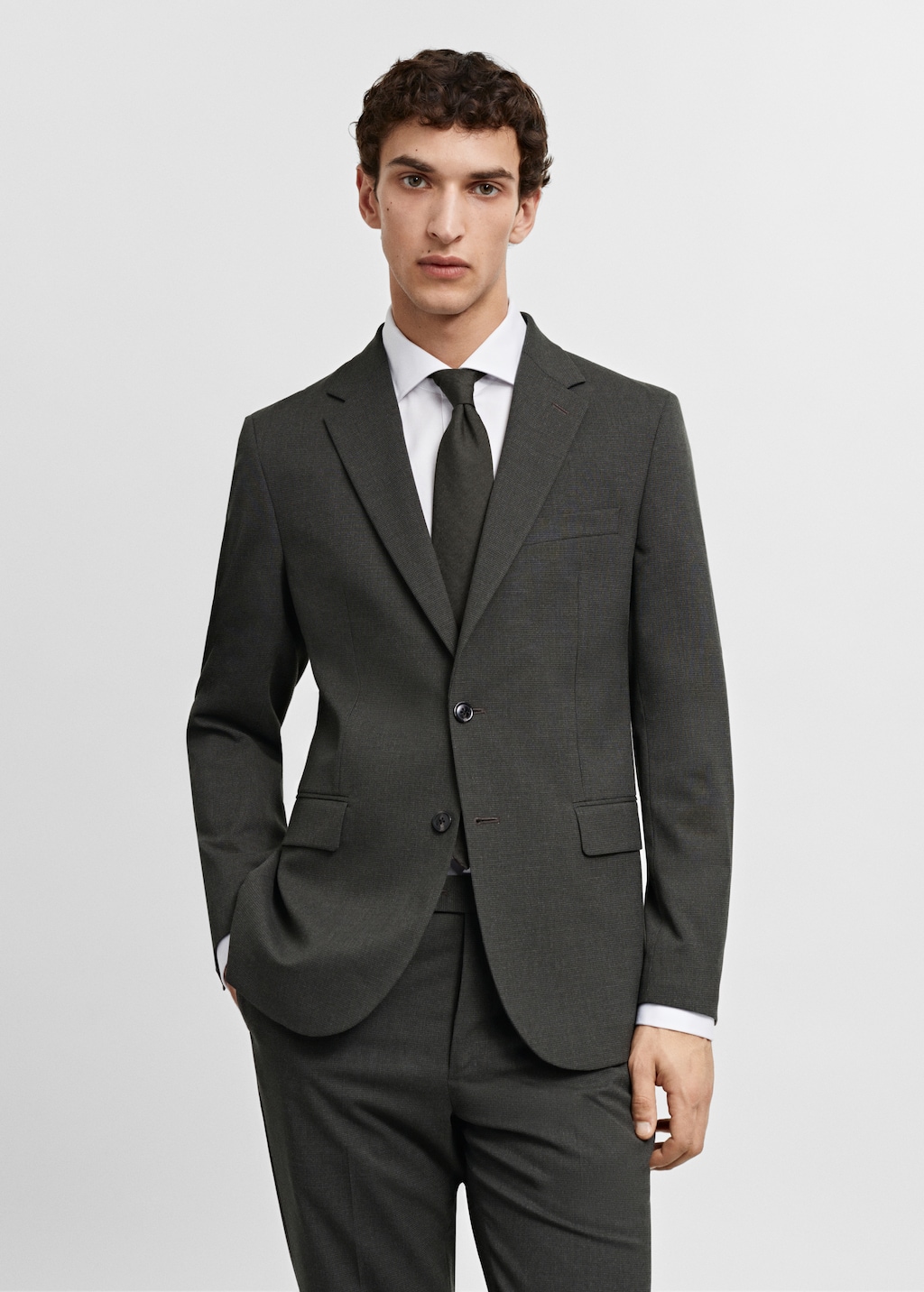 Stretch-fabric slim-fit suit jacket - Medium plane