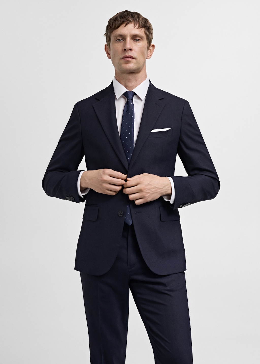 Slim-fit cold wool herringbone suit jacket - Medium plane