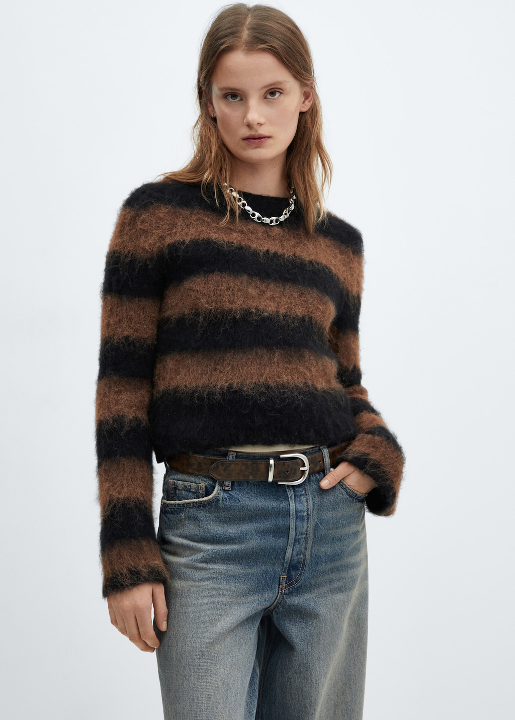 Faux fur knit sweater - Medium plane