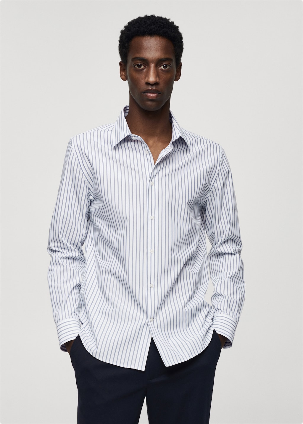 Slim-fit striped Coolmax® shirt - Medium plane