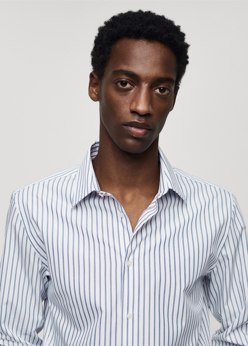 Slim-fit striped Coolmax® shirt - Details of the article 1