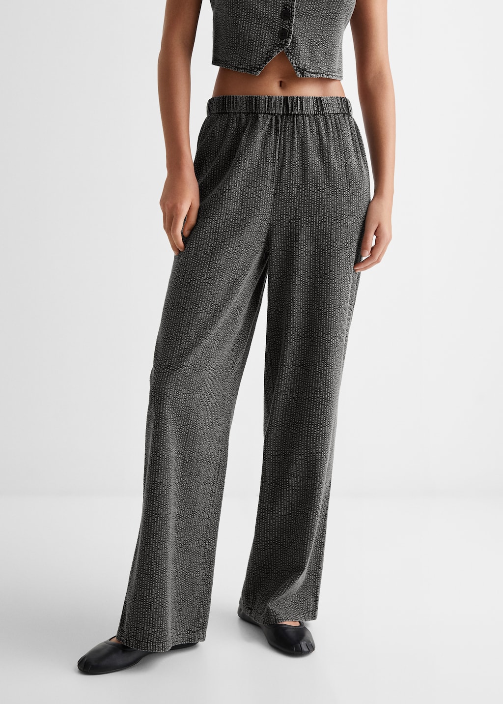 Textured wideleg trousers - Details of the article 6