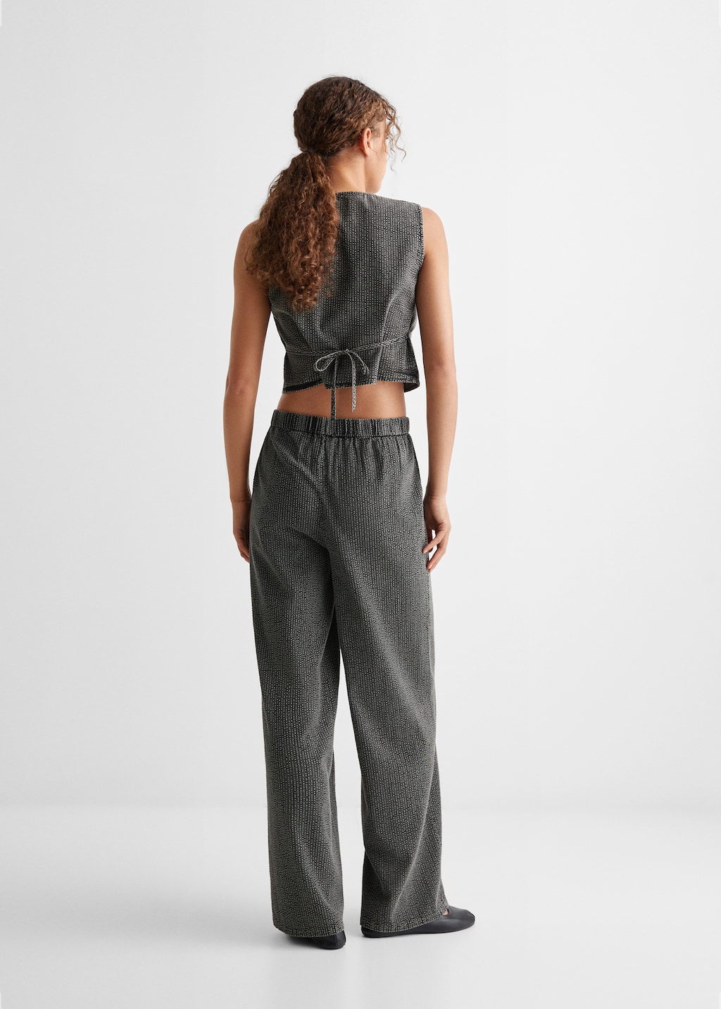 Textured wideleg trousers - Reverse of the article