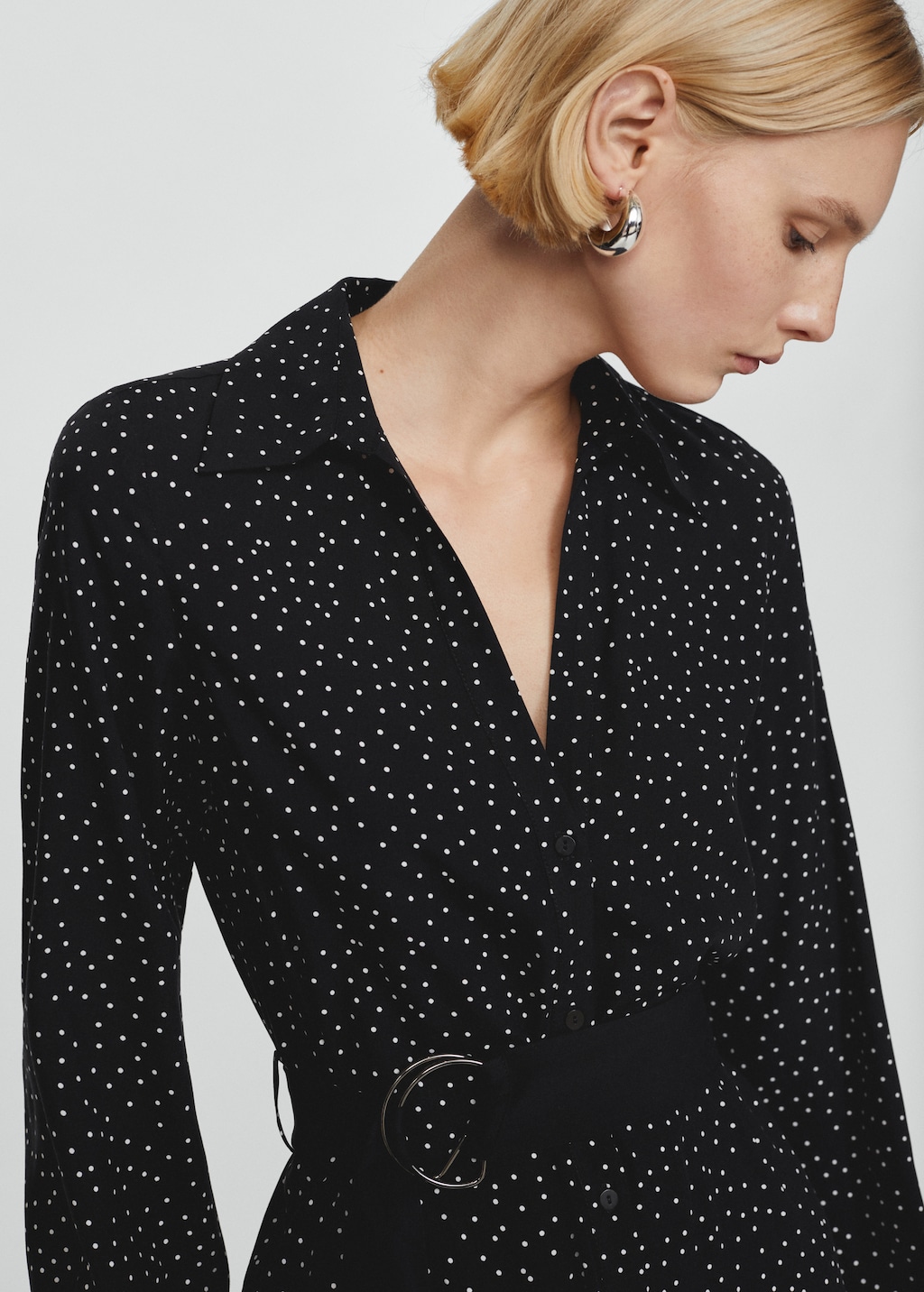 Polka dot shirt dress - Details of the article 1